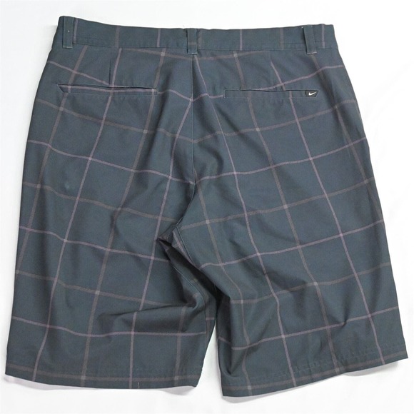 Nike 32 x 10" 725700 Black Print Plaid Dri Fit Flat Front Golf Shorts - Picture 7 of 7
